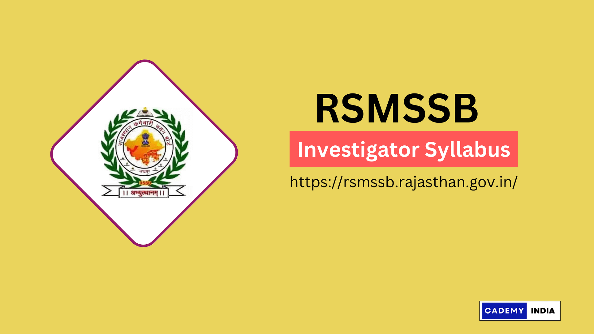 RSMSSB Rajasthan Investigator Admit Card 2023 |  Exam Date & Time