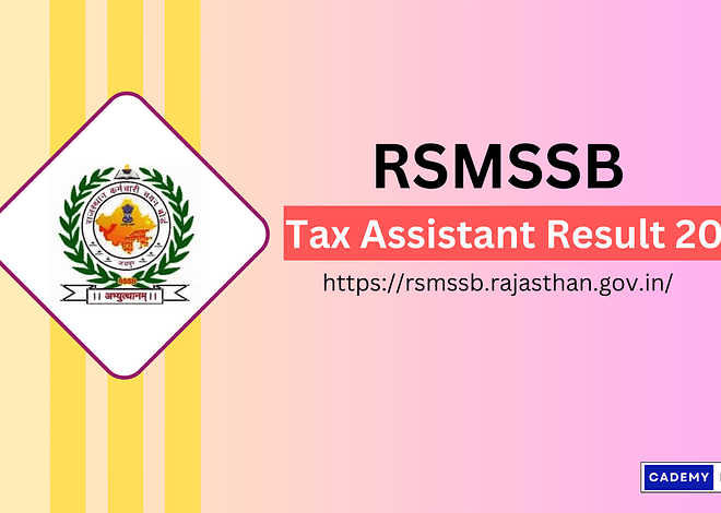 Rajasthan Tax Assistant Result 2023 (RSMSSB) Cut Off Marks Kar Sahayak Merit List