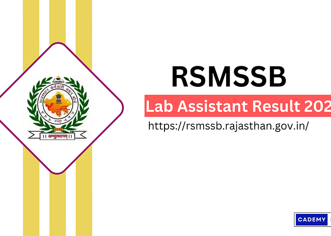 RSMSSB Lab Assistant Result 2023 Rajasthan Prayogshala Sahayak Merit List